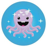 Octopus character icon vector