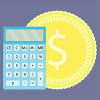 Count money on calculator vector