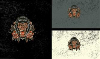 head monkey with fangs vector mascot flat design