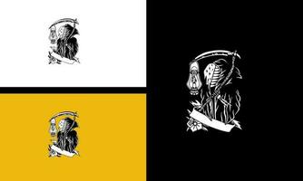 angel of death and sword vector line art design