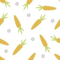 Seamless pattern with carrots and flowers vector
