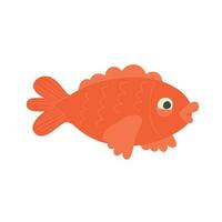 Cute red fish. Vector cartoon illustration.