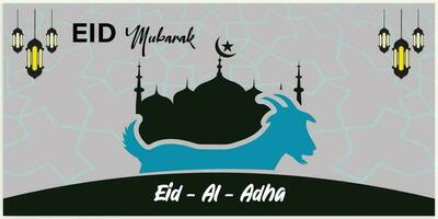 ilustración vector gráfico de un mezquita y cabra en silueta con un brillante linterna para eid Alabama adha mubarak. bueno para fondo, bandera, tarjeta, y póster volantes plantillas.