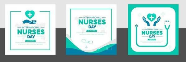 International Nurses Day social media post banner design template set. International Nurses Day background or banner design template celebrated in 12 may. vector