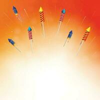 Flying colorful festive fireworks rocket with space for your text. Bursting of fireworks. Fireworks set. vector