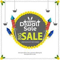 Happy Diwali Big Sale Template Design with Firecracker vector