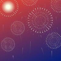 Festive firecrackers bursting in different patterns on colorful background. vector