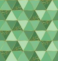 Seamless pattern with gold swirl design. Green and gold geometric vector design.