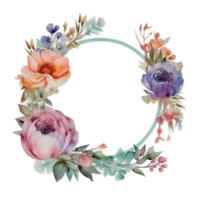 Beautiful flower wreath watercolor ai generate png