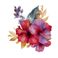 Beautiful flower with leaf watercolor ai generate png