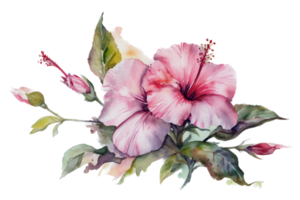 Beautiful flower with leaf watercolor AI Generate png