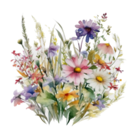 schön Blume mit Blatt Aquarell ai generieren png