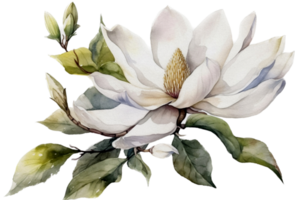 Flower with leaf watercolor AI Generate png