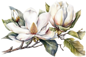 flor com folha aguarela ai gerar png