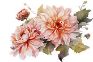 bellissimo fiore con foglia acquerello ai creare png