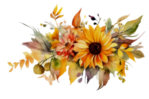 Beautiful flower with leaf watercolor AI Generate png