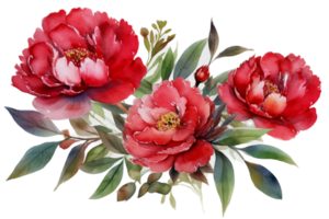 Beautiful flower with leaf watercolor AI Generate png