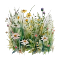 magnifique fleur avec feuille aquarelle ai produire png