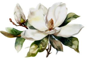 flor com folha aguarela ai gerar png