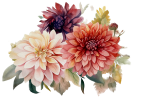 Beautiful flower with leaf watercolor AI Generate png