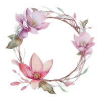 Beautiful flower wreath watercolor ai generate png