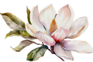 Blume mit Blatt Aquarell ai generieren png