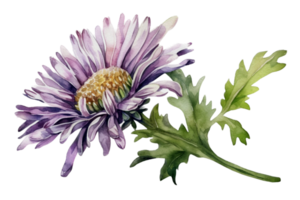 flor com folha aguarela ai gerar png