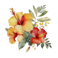Beautiful flower with leaf watercolor ai generate png