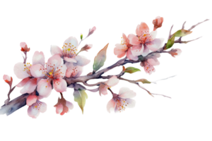 hermosa flor con hoja acuarela ai generar png