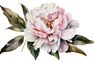 magnifique fleur avec feuille aquarelle ai produire png