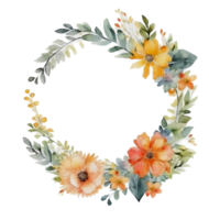 Beautiful flower wreath watercolor ai generate png