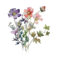 Beautiful flower with leaf watercolor ai generate png