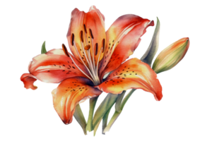 flor com folha aguarela ai gerar png