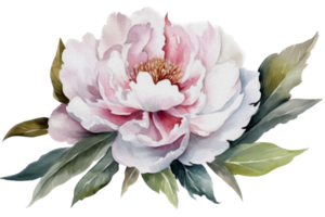 magnifique fleur avec feuille aquarelle ai produire png