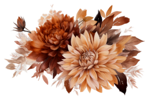 Beautiful flower with leaf watercolor ai generate png