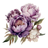 Beautiful flower with leaf watercolor ai generate png