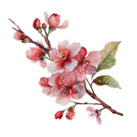 mooi bloem met blad waterverf ai genereren png