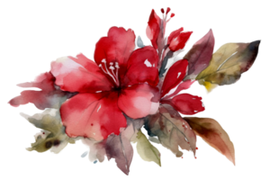 magnifique fleur avec feuille aquarelle ai produire png