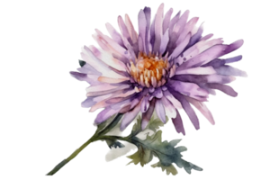 fleur avec feuille aquarelle ai produire png