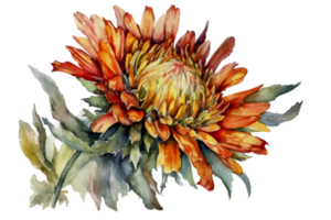 Flower with leaf watercolor AI Generate png