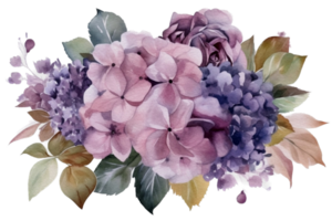 Beautiful flower with leaf watercolor AI Generate png