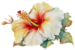 Beautiful flower with leaf watercolor AI Generate png