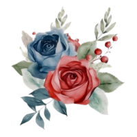 magnifique fleur avec feuille aquarelle ai produire png