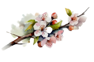 Beautiful flower with leaf watercolor AI Generate png