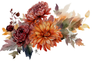 Beautiful flower with leaf watercolor ai generate png