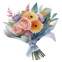 Beautiful flower bouquet watercolor ai generate png