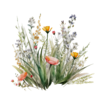 Beautiful flower with leaf watercolor ai generate png