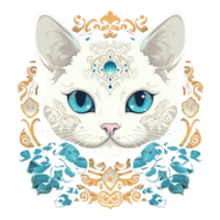 Illustration 2D cat with element ai generate png