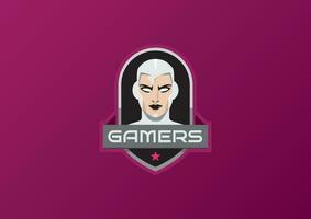 Online Game Logo User Female Head vector