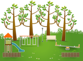 Kids playground pop up paper cut style illustration png
